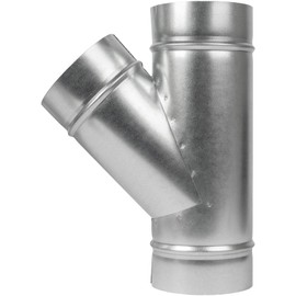 4" Inch Wye-Shape Ducting Splitter - 45 Degree Galvanized Steel 3-Way Dust Collection Fitting - Branches for Exhaust Fan - Ducting Adapter - Duct Hose Connector