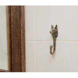 German Shepherd Wall Hook – Solid Brass Dog Breed Hook for Wall Mount – Decorative and Durable Hanger for Coats, Towels, Keys – Handmade Brass Pet Lover Home Decor