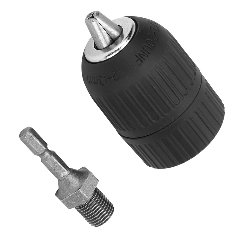 Keyless Drill Chuck Adapter, 1/2-20UNF Keyless Chuck, 2.0-13MM Plastic Shell