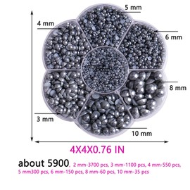 5900 Pcs Half Pearls for Crafts Silver Gray Nail Pearls for Nail Art Falt Back Pearls for Makeup Craft Pearls for Artists Creative DIY Flatback Pearls for Nails（2/3/4/5/6/8/10mm）