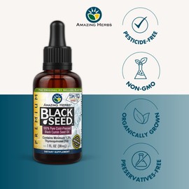 Amazing Herbs Amazing Herbs Premium Black Seed Oil - Gluten Free, Non GMO, Cold Pressed Nigella Sativa Aids in Digestive Health, Immune Support, Brain Function - 1 Fl Oz (Pack of 3)