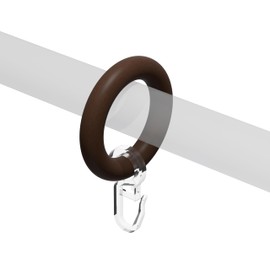 Interdeco Talent – Luina Curtain Rings with Pleat Hooks/Wooden Rings for Curtain Rods in Walnut 20 mm Diameter (Pack of 20)