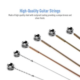 SHAEVLE Guitar Strings for Acoustic Guitar 1 Sets of 6 Acoustic Guitar Kit Guitar Strings Replacement Steel String For Beginners Performers (1 PACK)