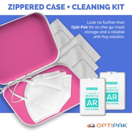 OPTIPAK Anti Fog Spray for Glasses – Ultra Slim Portable Travel Friendly Antifog Cleaner with Microfiber Cloth for Eyeglasses, Goggles, Sunglasses - Eyeglass Defogger Spray for Mask Wearers (20 mL) (20ml 2pk PK case)