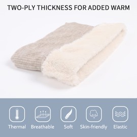 I Kua Fly Loop Scarf Women's Men's Thermal Fleece Tube Scarf Winter Neck Warmer Men's Neckerchief Windproof Sports Scarf Neck Warmer for Bicycle Motorcycle Skiing, knit beige
