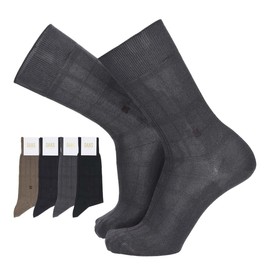 DAKS 02502554 Link Checker, DD Embroidery, Loose Opening, Antibacterial, Odor Resistant, Extended Heel, Crew Length, Men's, Business Socks, Socks, Men's, Present, Gift, 97.charcoal