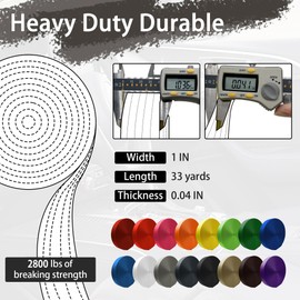 WEBSUKA Polyester Webbing Strap 16+Colors – 1"&1.5"&1.9" – 16.5 25 33 55 Yards Heavy Duty Webbing Roll, Flat Webbing Strap for Indoor&Outdoor Gear, Climbing, DIY Crafting, Repairing 1" 33yards