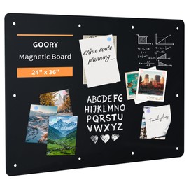GOORY Magnetic Wall Board - 24" x 36" - Memo & Vision Bulletin Board for Home, Office and Classroom - Pre-drilled Mounting Screws Large Frameless Magnet Black Wall Board