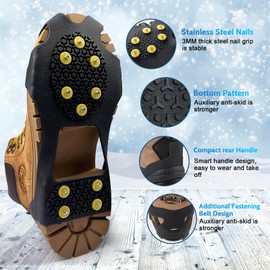 10 Teeth Shoe Spikes, Ice Shoe Claws, Non-Slip Shoe Spikes, Shoe Supplies, Ice Grips Shoe Claws, Shoe Spikes, for Winter, Outdoor Sports, Climbing, Snow and Ice Hikes (Yellow S)