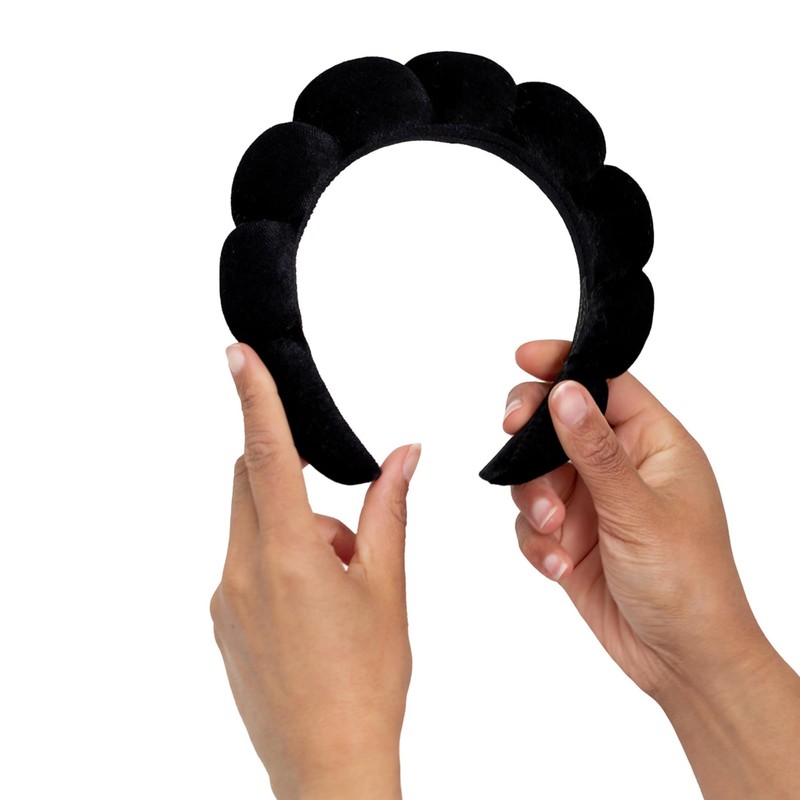 Molly Skin Black Spa Headband for Washing Face, Velvet Headband