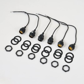 Light Socket with Cord Outdoor Light Socket Wire with Light Socket E26/E27 Socket Light Bulb Socket with Cord Temporary Construction Lighting Waterproof Socket Corded (6 Pack) 1Foot 20Awg Ma6009