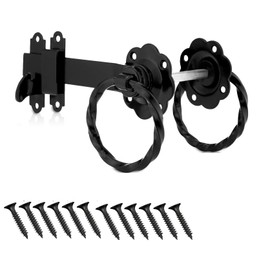 TERF® Heavy Duty Antique Black Twisted Ring Gate Latch Door Lock Ring Handle Garden Gate Door Latch Catch Lock - Weather Protection for External Doors Gate Shed Lock with Fixing Screw - Pack of 1