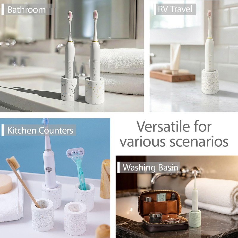 DiatZeno Single Toothbrush Holders for Bathrooms - Diatomite Quick-Dry Organizer,