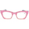 Oprah style Bling Rhinestone Square Reading Glasses For Women Shiny Diamond Blue Light Blocking Eyeglasses (pink, 1.75, x)