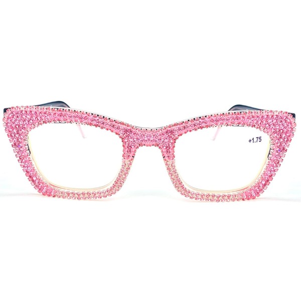 Oprah style Bling Rhinestone Square Reading Glasses For Women Shiny