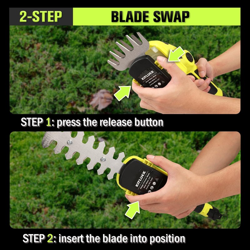 KITLUCK 8V Cordless 2-in-1 Grass Shear & Hedge Trimmer,Handheld Electric