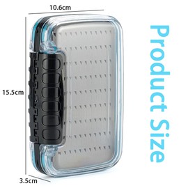 Fly Fishing Box, Two-Sided Waterproof Jig Boxes, Lightweight Fly Box with Transparent Lid, Easy Grip Fly Fishing Lures Box (Medium)
