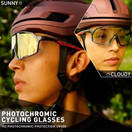 KAPVOE Photochromic Cycling Glasses Sports Sunglasses for Men Women UV400 Protection Bicycle MTB Mountain Bike Glasses