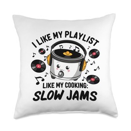Slow Cooker Slow Jams Playlist - Culinary Music Lover Design Throw Pillow