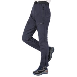 Singbring Women's Winter Outdoor Fleece Warm Waterproof Windproof Insulated Ski Snow Hiking Workout Pants W28-W30 Medium Navy(W08F31/Navy/M)