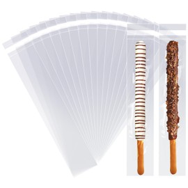 COQOFA Self Sealing 3x11" 200 Pcs Pretzel Rod Bags Clear Cellophane Resealable Pen Packaging Bags