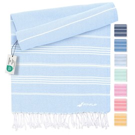 Hammam towel - Beach towel XXL made from 100% recycled cotton - Quick-drying Turkish hammam beach towels, fouta, pestemal Turkish towels ideal as a Turkish blanket – Ice Blue – 100x200cm Sultan