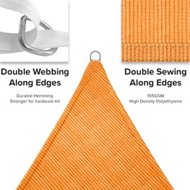INFRANGE Sun Shade Sails Triangle 6' x 27' x 27.7' UV Block Sunshade Canopy Fabric for Patio Pergola Pool Garden Backyard Outdoor Activities, Orange