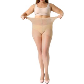 MANZI Women's 2 Pairs Plus Size Control Top Ultra-Soft Pantyhose Size XXL