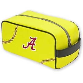 Zumer Sport Alabama Crimson Tide Softball Leather Travel Toiletry Kit Zippered Pouch Bag - made from the same exact materials as a softball - Yellow with genuine Red Stitching