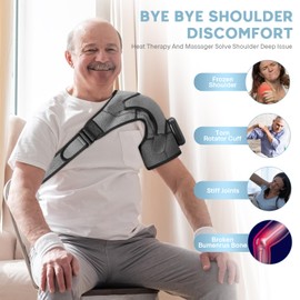 Luqixcey Heated Shoulder Support with 3-level Vibration,Shoulder Brace with Electric Massage, Heated Shoulder Wrap for Men & Women,Wireless Shoulder Heat Pad with 3 Heating Mode