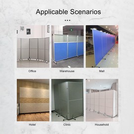 Screen Holder Feet Holder, Aluminum Alloy Room Divider Screen Holder Adjustable Screen Partition Base Movable Wheel for Hotel (Black)