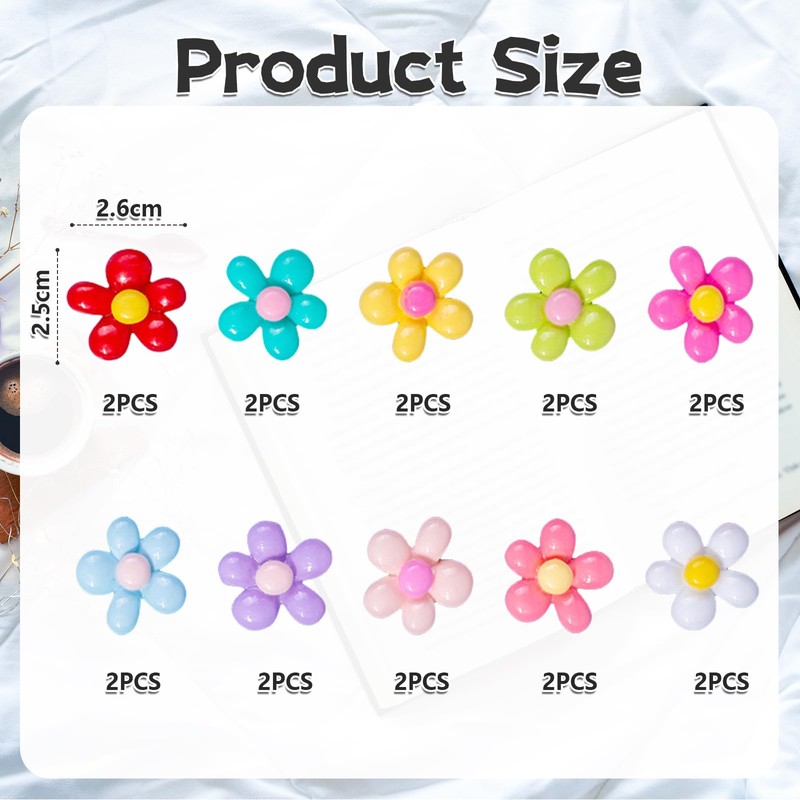 Cosmeria 3D Flower Fridge Magnets Set of 20 Colourful Strong