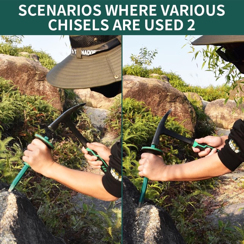 Durable Chisel Set with Protective Guards for Concrete, Bricks, and