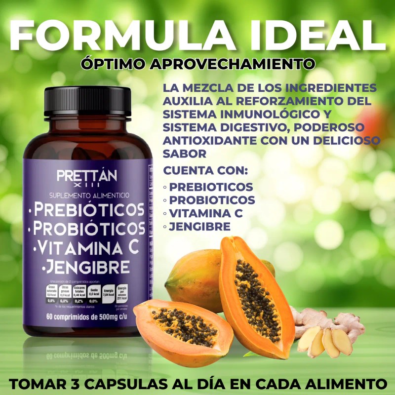 Prebioticos Probioticos Suplemento En Cpsulas 500mg Prettan Sabor Jengibre