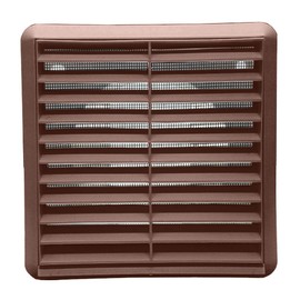 Kair Brown Louvred Wall Vent Grille 155mm External Dimension with Flyscreen and Round 100mm - 4 inch Rear Spigot