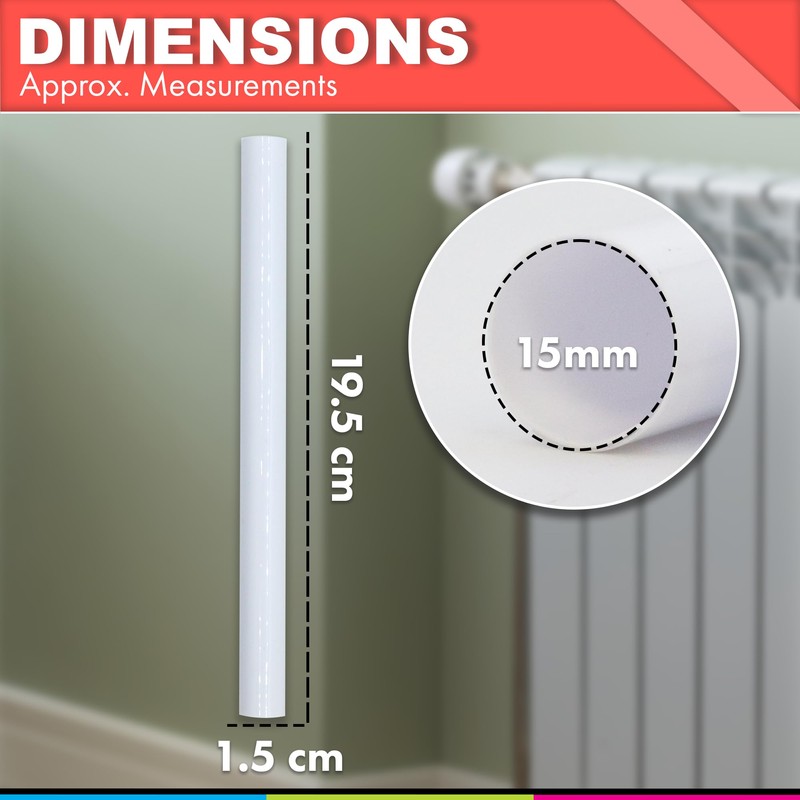 16 White Radiator Pipe Covers - Snap on 19.5cm PVC