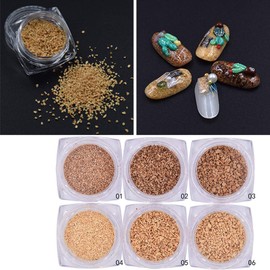 6 Pots/Set New Irregular Mixed Size Cork Powder Wood Dust Nail Art Decorative Glitter 3D UV Gel Polish DIY Manicure