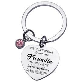 Rebundex Key Ring with Engraving Best Friend Heart Best Friend Gifts for Boyfriend Girlfriends Gift Ideas Birthday Gift for Girlfriend Friendship Gifts, silver