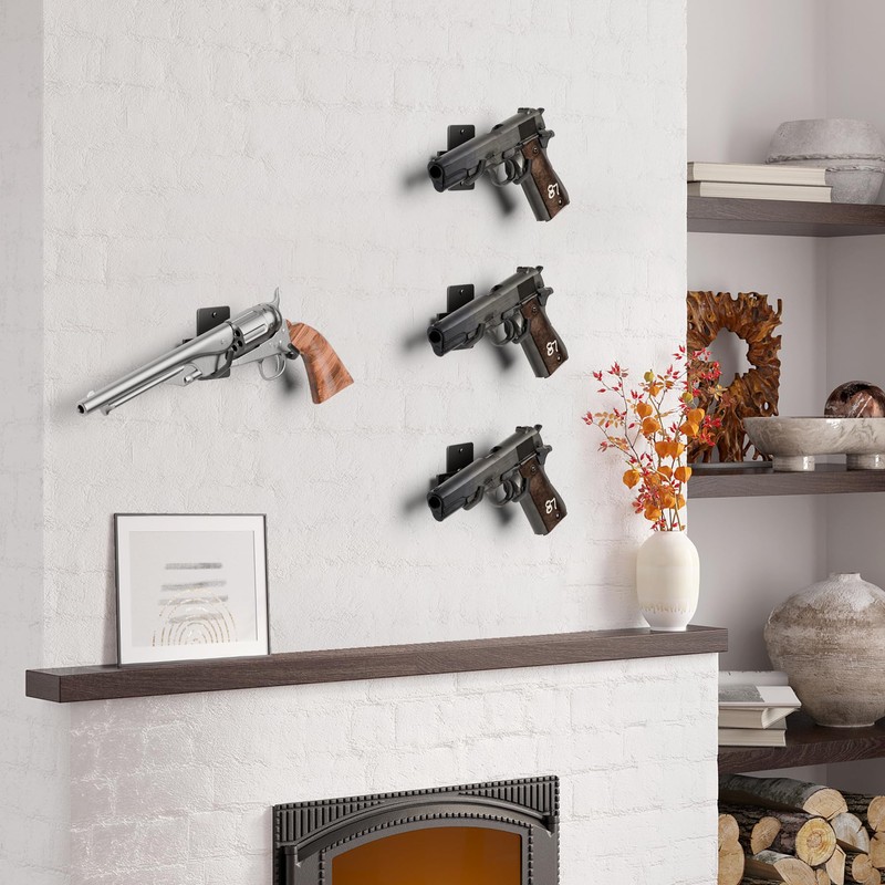 Pistol Wall Mount Rack - Adjustable Handgun Display Holder Fits