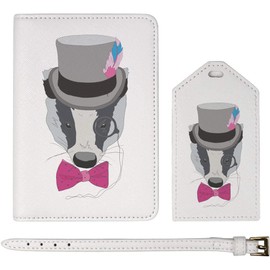 Azeeda 'Fancy Badger' Passport Cover & Luggage Tag Travel Set (PA00014823)