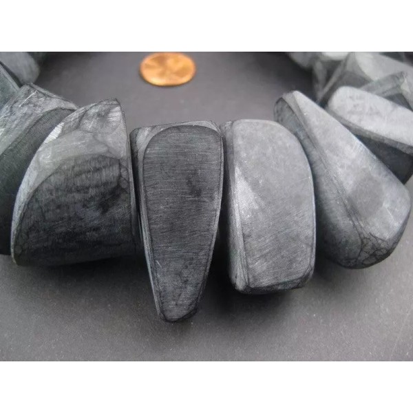 The Bead Chest Moroccan Charcoal Resin Chunk Beads 16mm Morocco