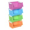 Ponpong 4 Pack Plastic Storage Basket Stackable, Open Front Storage