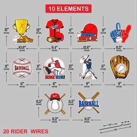 Voila Print Baseball Yard Sign Cutouts - Sports Themed Outdoor Decorations, Birthday Baby Shower Game Day Team School Party Lawn Signs With Metal Stakes, VP6580