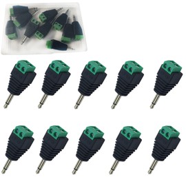 RUNCCI-YUN 10 pieces 3.5 mm jack plug 3.5 mm audio plug 3.5 mm TS mono plug to 2 pin screw terminal socket AUX headphone balum converter 3.5 mm terminal block jack plug 3.5 mm solderless
