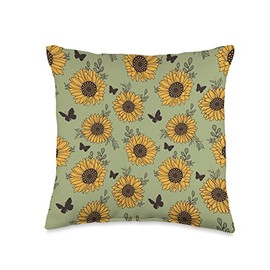 Smarty Pants Designs Modern Sunflower Floral Pattern Throw Pillow, 16x16, Multicolor