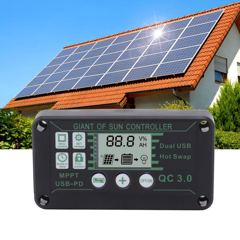 Zerodis Solar Charge Controller, Intelligent Protection, ABS Real-time Display, MPPT