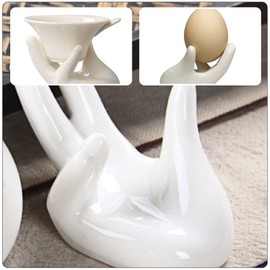 2Pcs Ceramic Hand Frame Boiled Egg Holder Breakfast Egg Stand Egg coddler Ceramic Egg Holders Egg Stand Holder Hard Boiled Egg Tray Ceramic Egg Cups White Ceramics Air Boiled Eggs