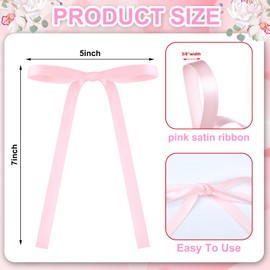 Glitinsel 24 Pcs Coquette Christmas Pink Bow Decoration 5 X7 Inch Pink Satin Ribbon Bows Twist Tie Bows for Xmas Home Wedding Coquette Aesthetic Party Decor(Light Pink Series)