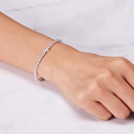 Philip Jones Heart Solitaire Tennis Bracelet Created with Zircondia® Crystals