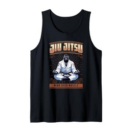 Jiu Jitsu Mind Over Muscle Big Grappling BJJ Gorilla Tank Top, black